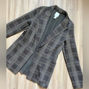 Plaid Fitted Blazer with Pockets